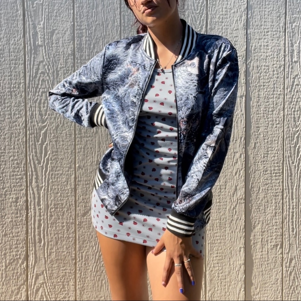 y2k adidas striped sporty owl jacket!